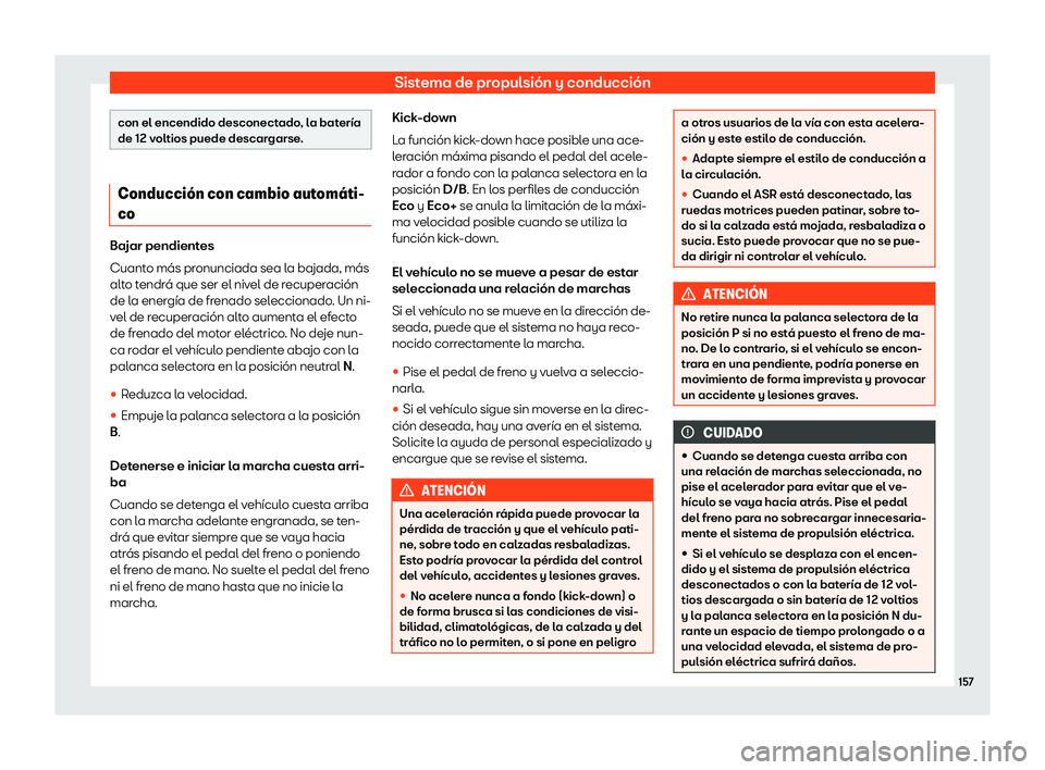 Seat Mii electric 2020  Manual de instrucciones (in Spanish) Sistema de propulsi