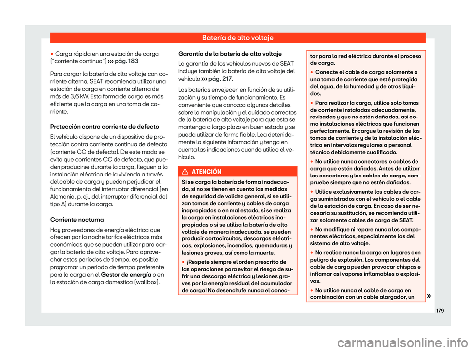 Seat Mii electric 2020  Manual de instrucciones (in Spanish) Bater