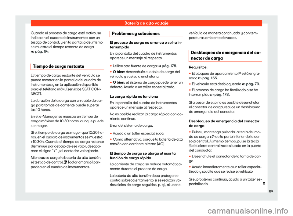 Seat Mii electric 2020  Manual de instrucciones (in Spanish) Bater