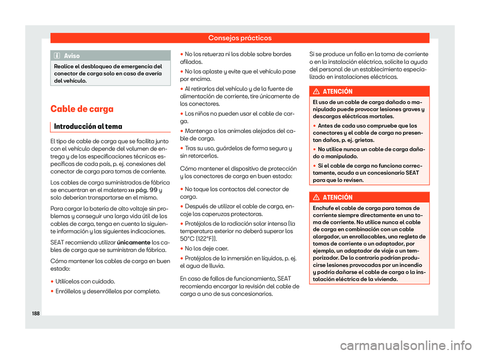 Seat Mii electric 2020  Manual de instrucciones (in Spanish) Consejos pr