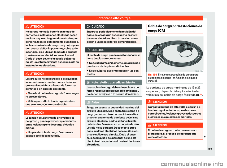 Seat Mii electric 2020  Manual de instrucciones (in Spanish) Bater