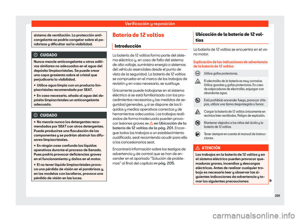 Seat Mii electric 2020  Manual de instrucciones (in Spanish) Verificaci