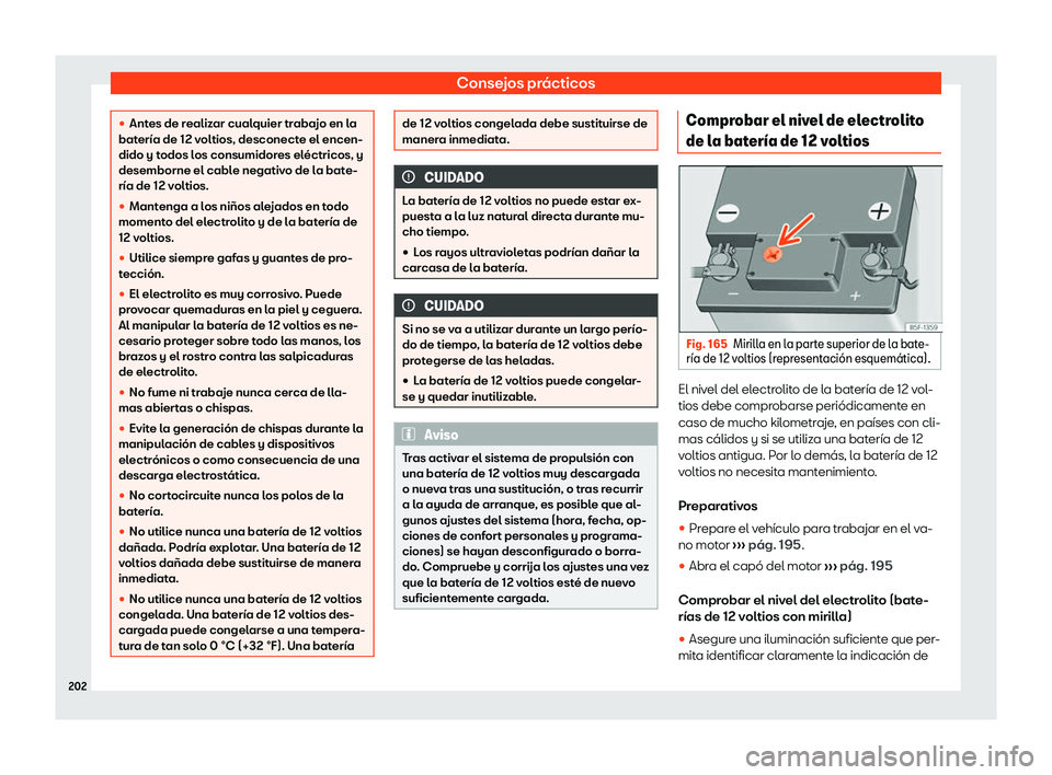 Seat Mii electric 2020  Manual de instrucciones (in Spanish) Consejos pr