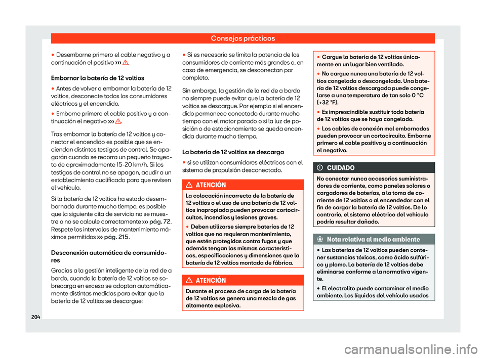 Seat Mii electric 2020  Manual de instrucciones (in Spanish) Consejos pr