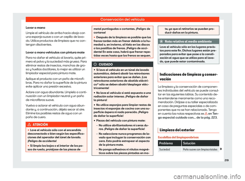 Seat Mii electric 2020  Manual de instrucciones (in Spanish) Conservaci
