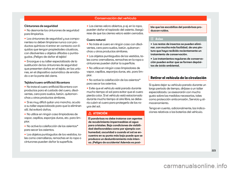 Seat Mii electric 2020  Manual de instrucciones (in Spanish) Conservaci