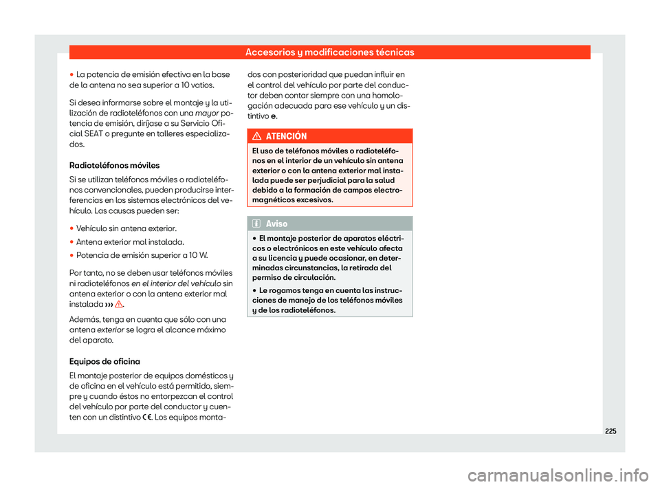 Seat Mii electric 2020  Manual de instrucciones (in Spanish) Accesorios y modificaciones t