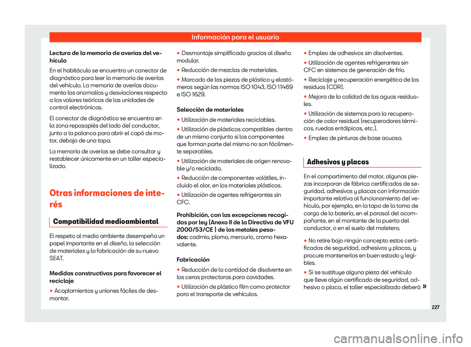 Seat Mii electric 2020  Manual de instrucciones (in Spanish) Informaci