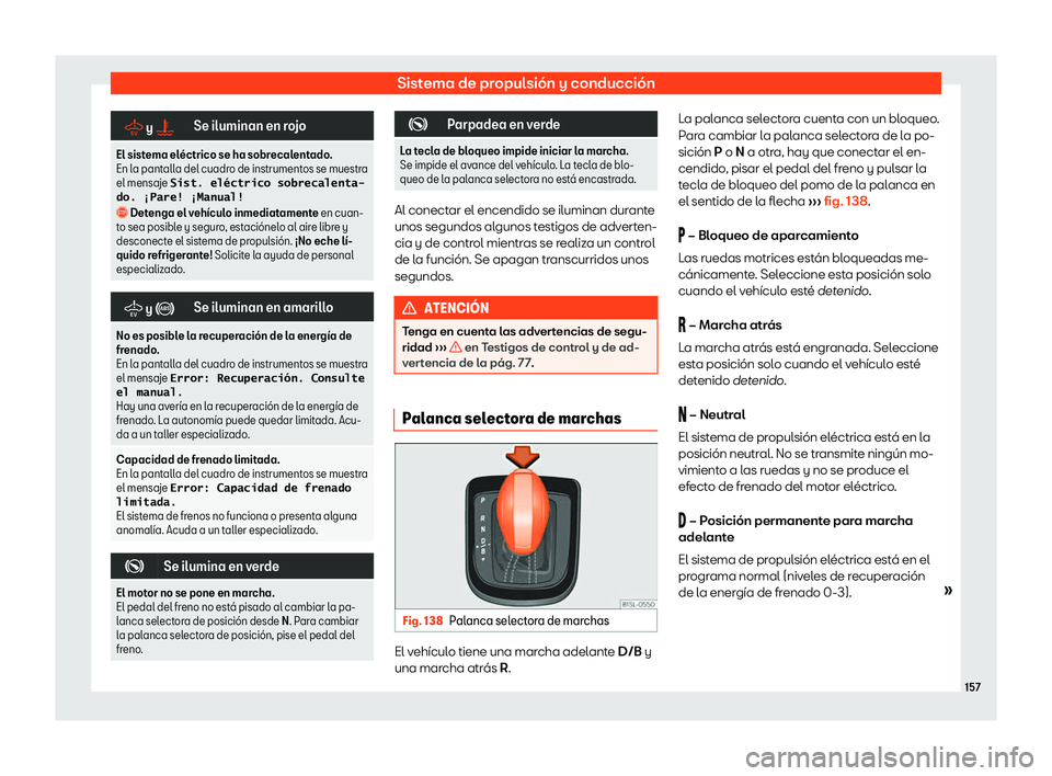 Seat Mii electric 2019  Manual de instrucciones (in Spanish) Sistema de propulsi