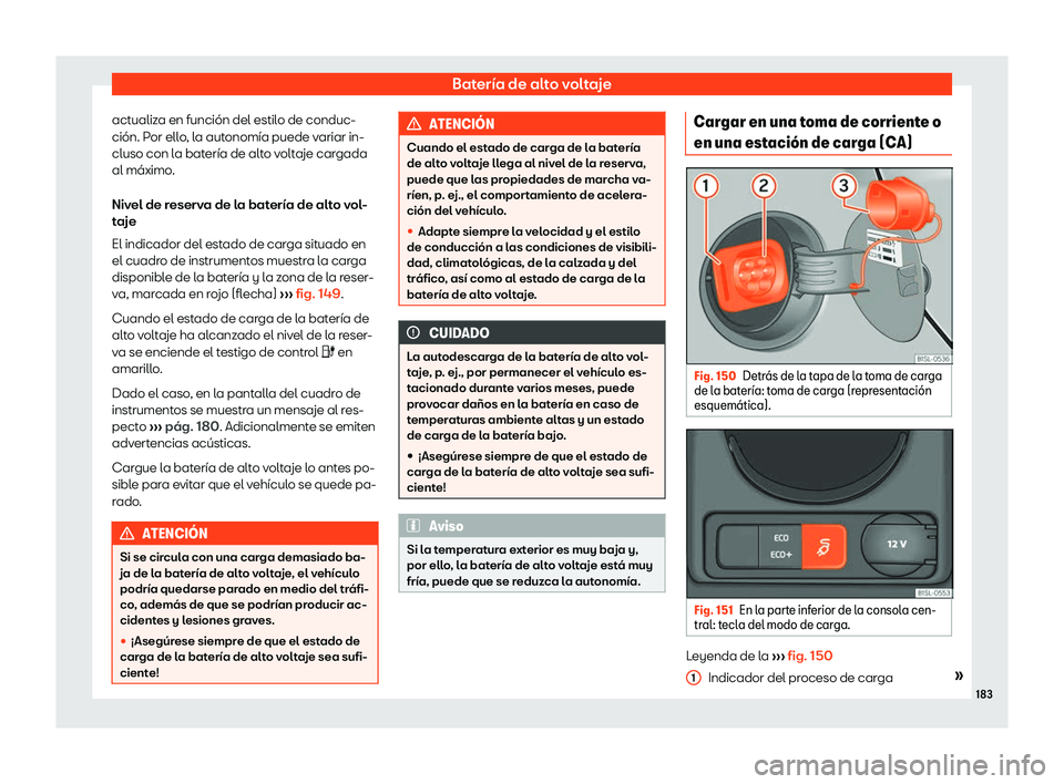 Seat Mii electric 2019  Manual de instrucciones (in Spanish) Bater