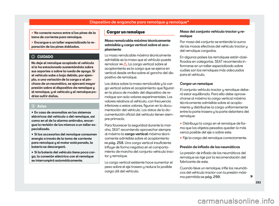 Seat Ibiza 2020  Manual de instrucciones (in Spanish) Dispositivo de enganche para remolque y remolque*
