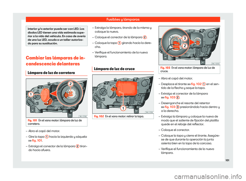 Seat Arona 2018  Manual de instrucciones (in Spanish) Fusibles y l