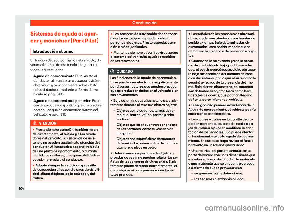 Seat Arona 2018  Manual de instrucciones (in Spanish) Conducci