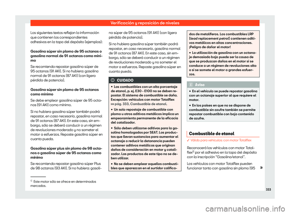 Seat Arona 2018  Manual de instrucciones (in Spanish) Verificaci