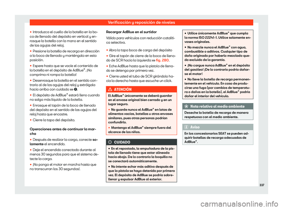 Seat Arona 2018  Manual de instrucciones (in Spanish) Verificaci