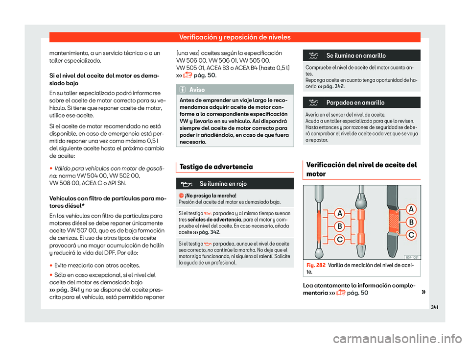 Seat Arona 2018  Manual de instrucciones (in Spanish) Verificaci