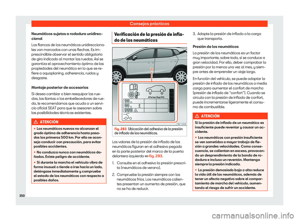Seat Arona 2018  Manual de instrucciones (in Spanish) Consejos pr