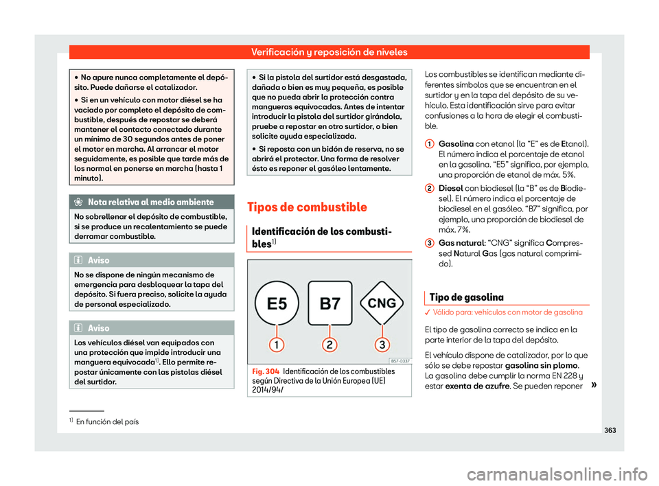 Seat Ateca 2019  Manual de instrucciones (in Spanish) Verificaci