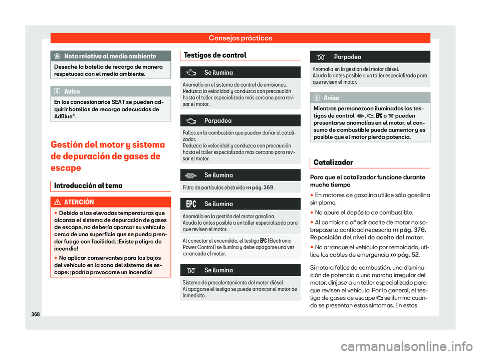 Seat Ateca 2019  Manual de instrucciones (in Spanish) Consejos pr