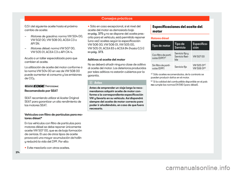 Seat Ateca 2019  Manual de instrucciones (in Spanish) Consejos pr