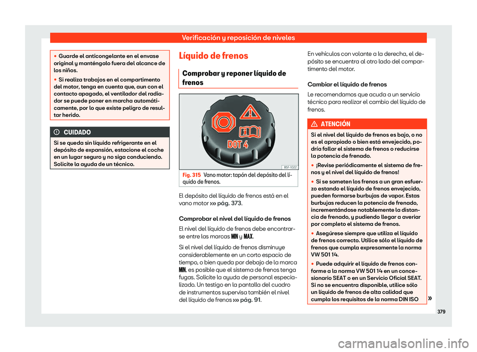 Seat Ateca 2019  Manual de instrucciones (in Spanish) Verificaci