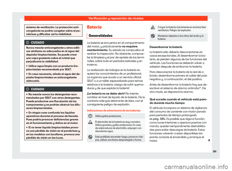 Seat Ateca 2019  Manual de instrucciones (in Spanish) Verificaci