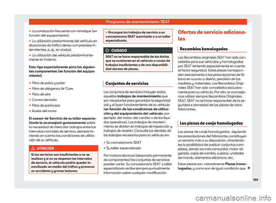 Seat Ateca 2019  Manual de instrucciones (in Spanish) Programa de mantenimiento SEAT

