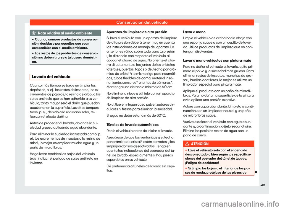 Seat Ateca 2019  Manual de instrucciones (in Spanish) Conservaci