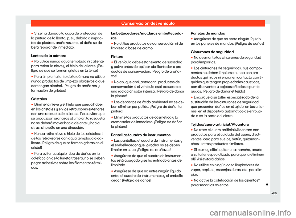 Seat Ateca 2019  Manual de instrucciones (in Spanish) Conservaci
