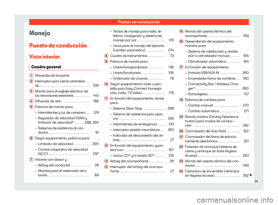 Seat Ateca 2019  Manual de instrucciones (in Spanish) Puesto de conducci