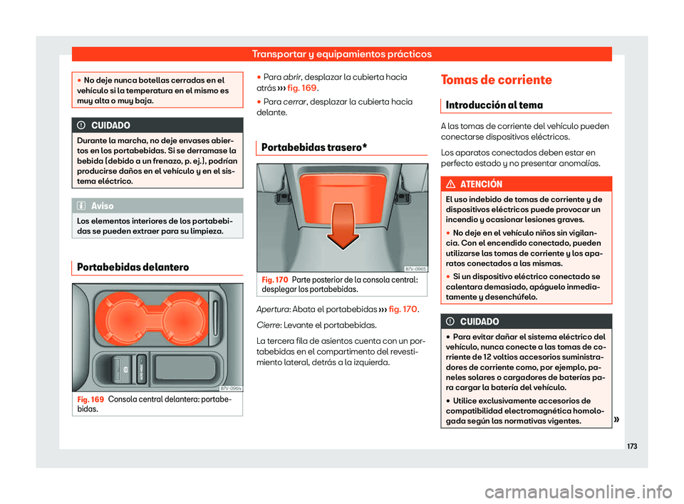 Seat Alhambra 2020  Manual de instrucciones (in Spanish) Transportar y equipamientos prácticos
