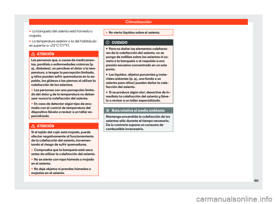 Seat Alhambra 2020  Manual de instrucciones (in Spanish) Climatización
