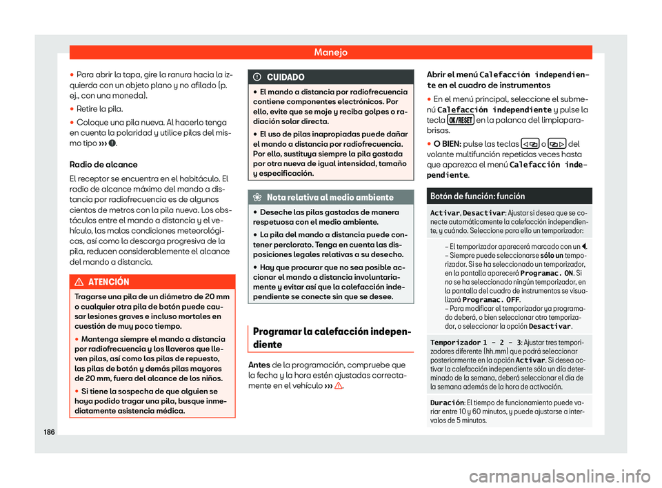 Seat Alhambra 2020  Manual de instrucciones (in Spanish) Manejo
