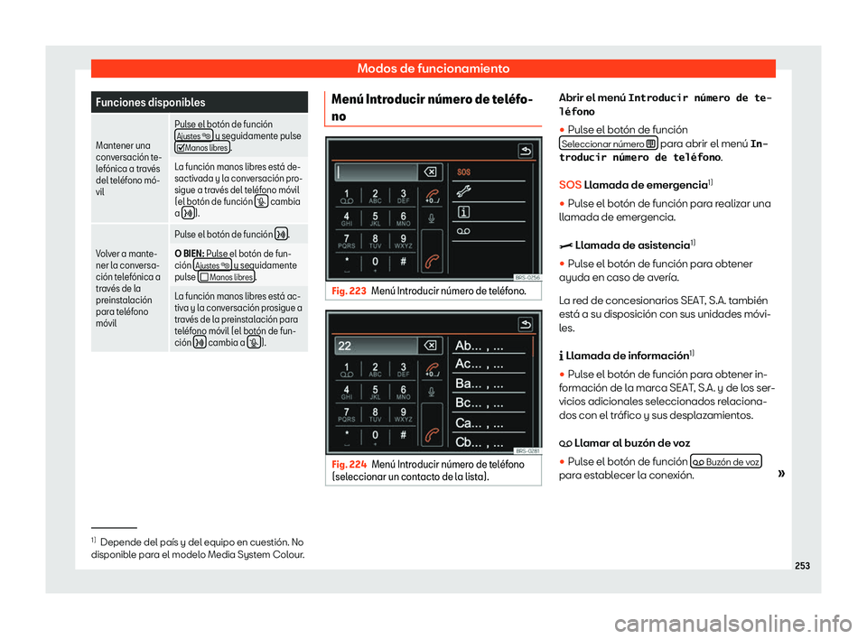 Seat Alhambra 2020  Manual de instrucciones (in Spanish) Modos de funcionamiento
Funciones disponibles
Mantener una
conv ersaci