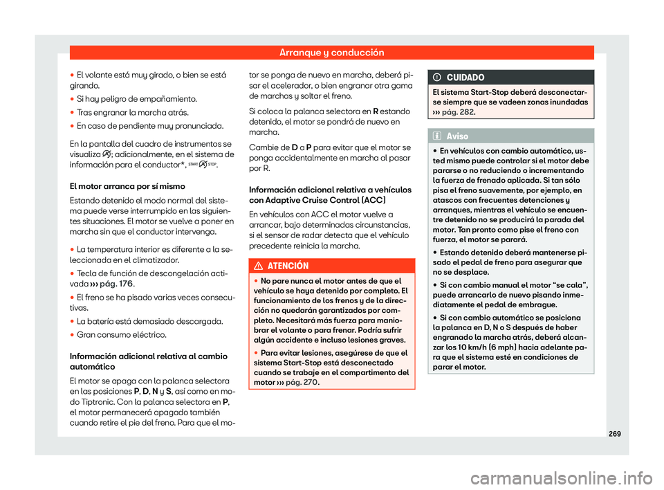 Seat Alhambra 2020  Manual de instrucciones (in Spanish) Arranque y conducción

