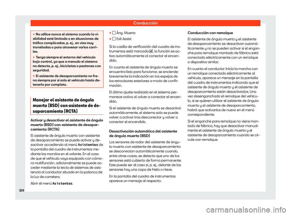 Seat Tarraco 2018  Manual de instrucciones (in Spanish) Conducci