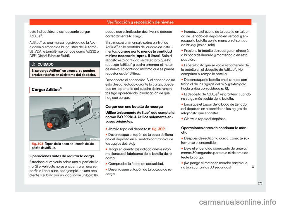 Seat Tarraco 2018  Manual de instrucciones (in Spanish) Verificaci