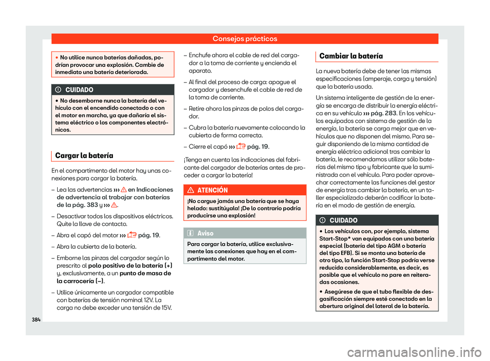 Seat Tarraco 2018  Manual de instrucciones (in Spanish) Consejos pr