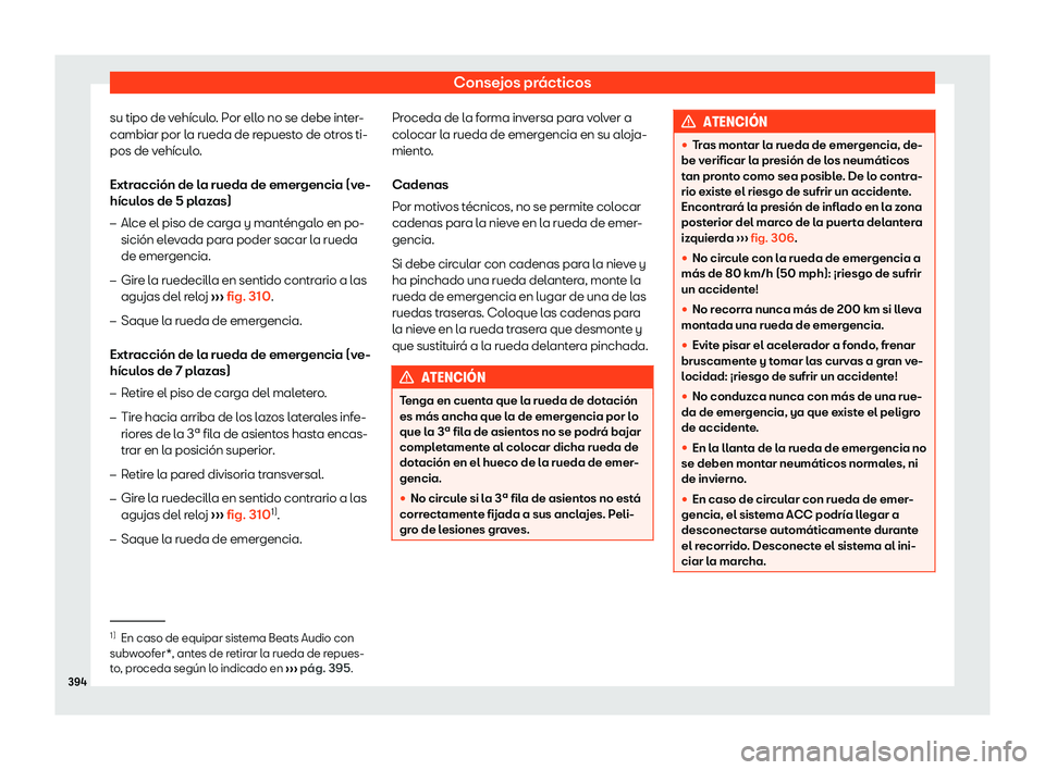 Seat Tarraco 2018  Manual de instrucciones (in Spanish) Consejos pr
