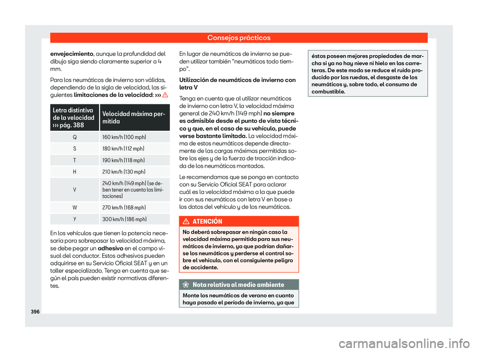 Seat Tarraco 2018  Manual de instrucciones (in Spanish) Consejos pr