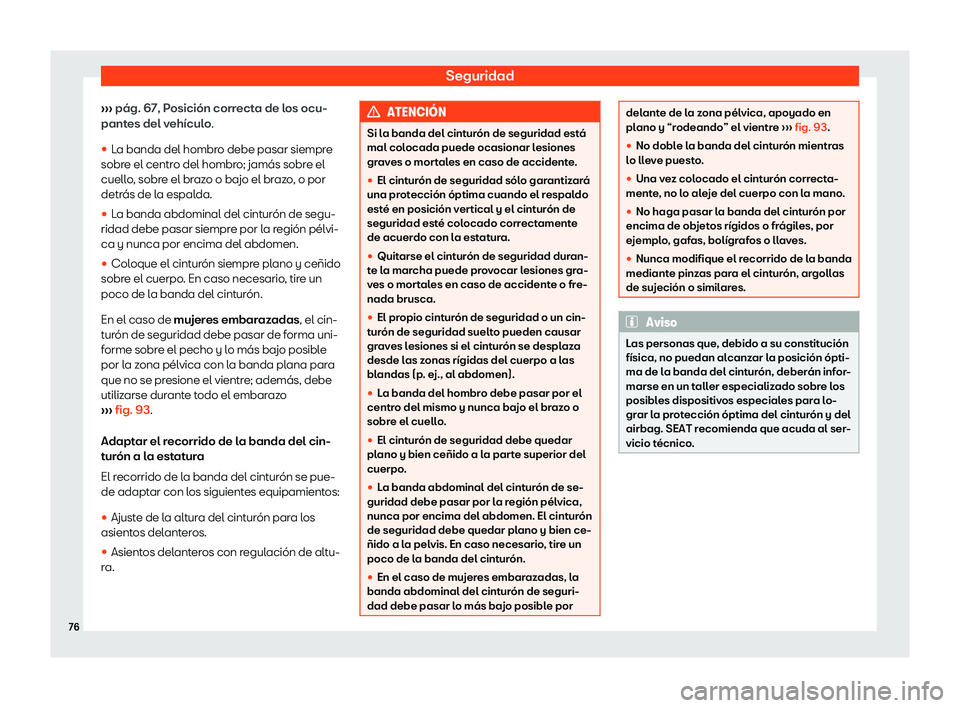 Seat Tarraco 2018  Manual de instrucciones (in Spanish) Seguridad
