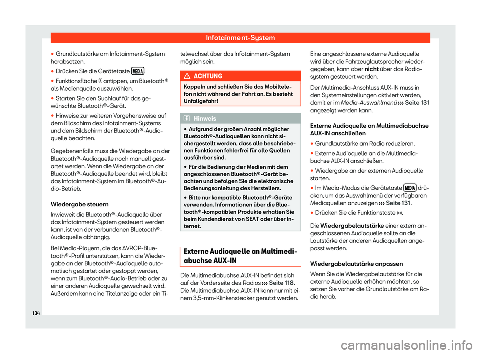 Seat Mii electric 2020  Betriebsanleitung (in German) Infotainment-System
