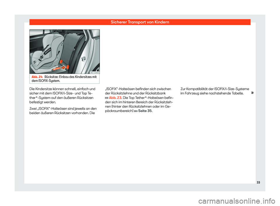 Seat Mii electric 2020  Betriebsanleitung (in German) Sicherer Transport von Kindern
Abb. 24 
R
