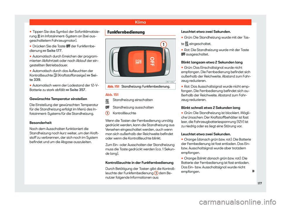 Seat Neuer Leon 2020  Betriebsanleitung (in German) Klima
