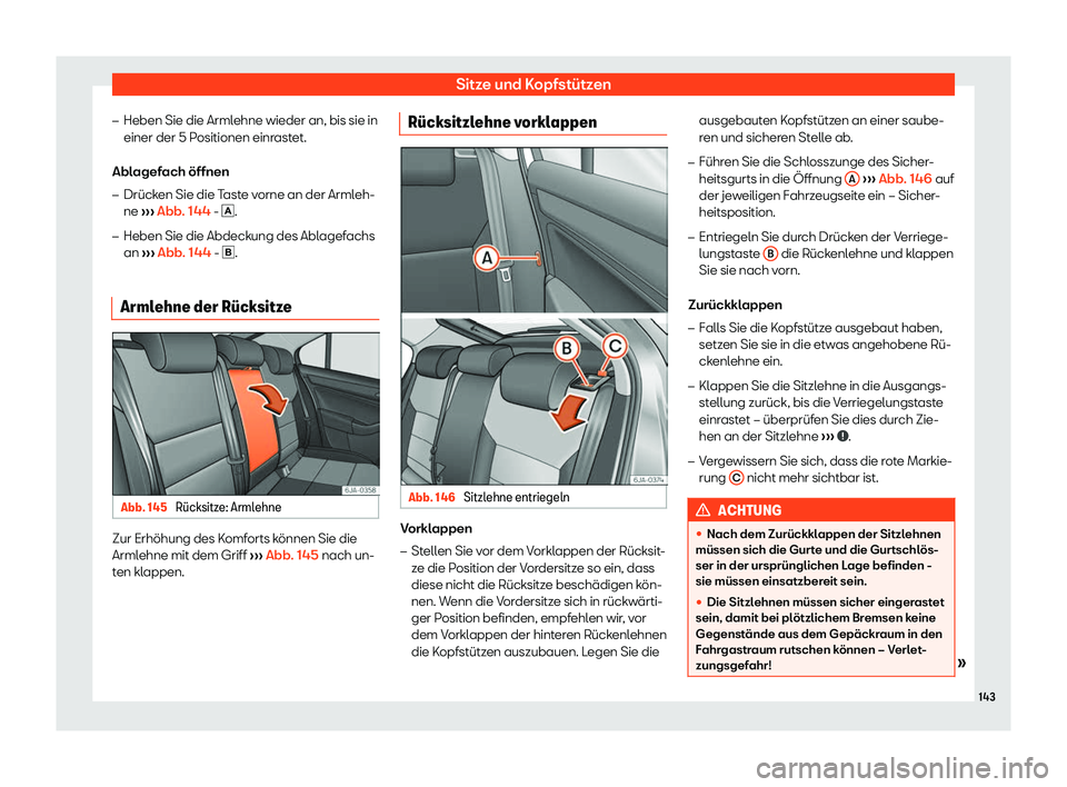 Seat Toledo 2018  Betriebsanleitung (in German) Sitze und Kopfst
