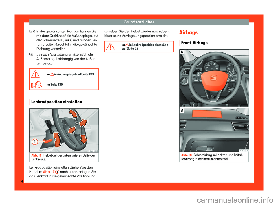 Seat Toledo 2018  Betriebsanleitung (in German) Grunds
