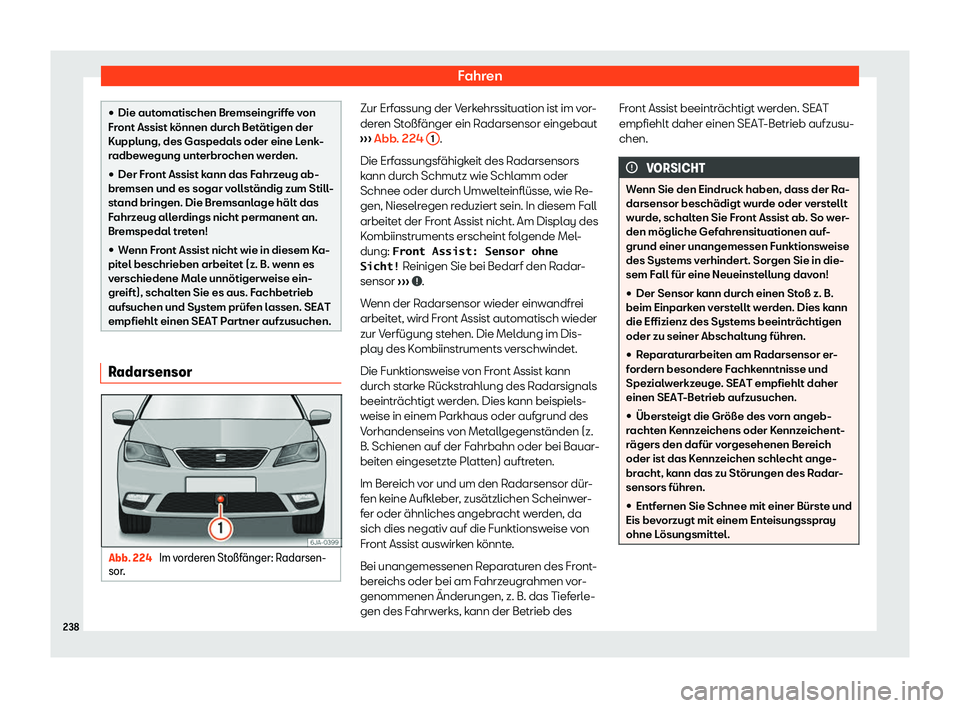 Seat Toledo 2018  Betriebsanleitung (in German) Fahren

