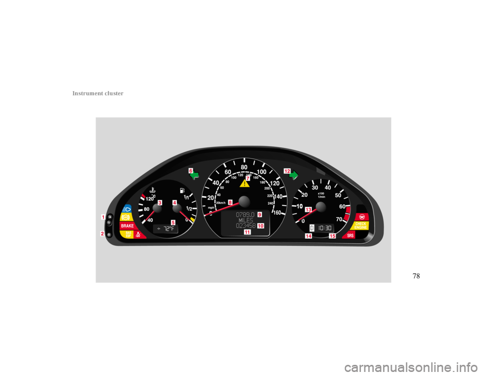 MERCEDES-BENZ CLK430 2000 C208 Owners Manual   Instrument cluster
78 