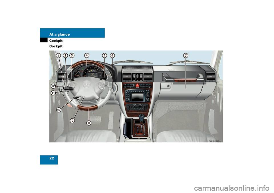 MERCEDES-BENZ G55AMG 2003 W463 Owners Manual 22 At a glanceCockpit
Cockpit 