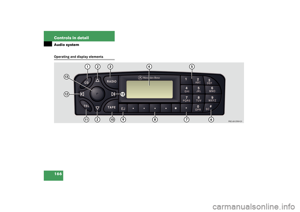 MERCEDES-BENZ CLK320 COUPE 2003 C209 Owners Manual 166 Controls in detailAudio systemOperating and display elements 